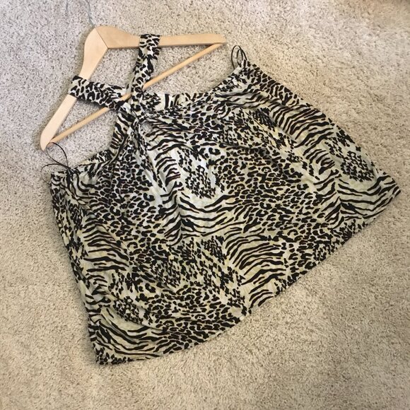 Crossback Big Cat Print Rayon Halter Top - Picture 9 of 13